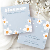 Fleur de fraise police rétro carte d'oreille bleue