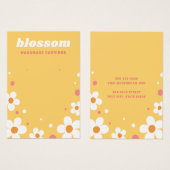 Fleur de fraise police rétro carte d'oreille jaune (Devant & derrière)