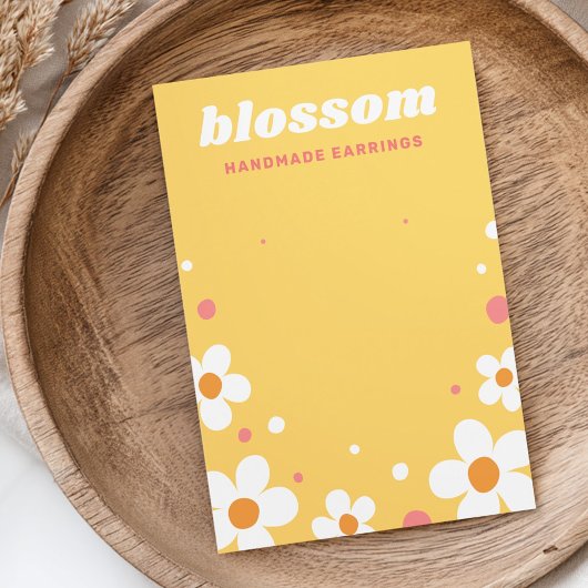 Fleur de fraise police rétro carte d'oreille jaune