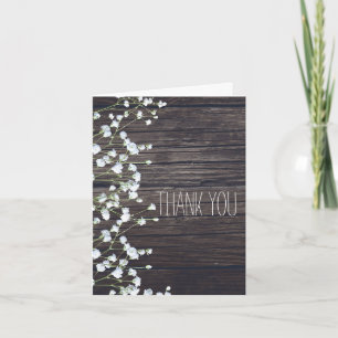 Fleur de Gypsophile & Bois Rustique Foncé Merci