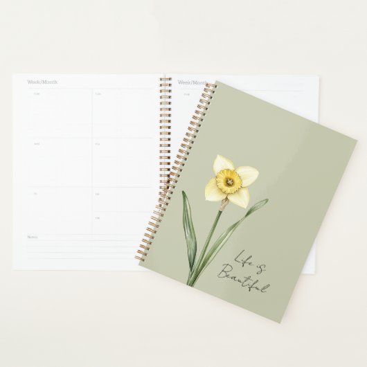 Fleur de jonquille verte blanche jaune (Devant avec enveloppe)