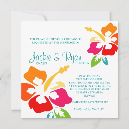 Fleur de ketmie de faire-part de mariage de plage (Devant)