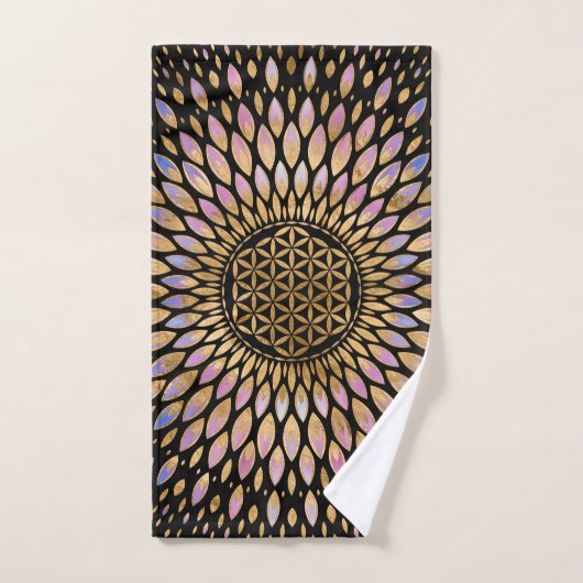 Fleur de la vie - Pastels douces et or (Serviette à main)