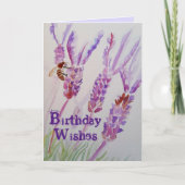 Fleur de lavande et aquarelle d'abeille Carte d'an (Devant)