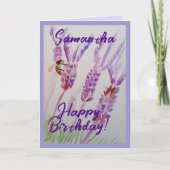 Fleur de lavande et aquarelle d'abeille Carte d'an (Devant)