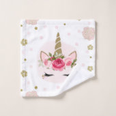 Fleur de licorne rose et or Blooms tendance mignon (Gant de toilette)