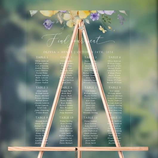 Fleur de lilas, fleur jaune, plan de table de mari (Neutre)