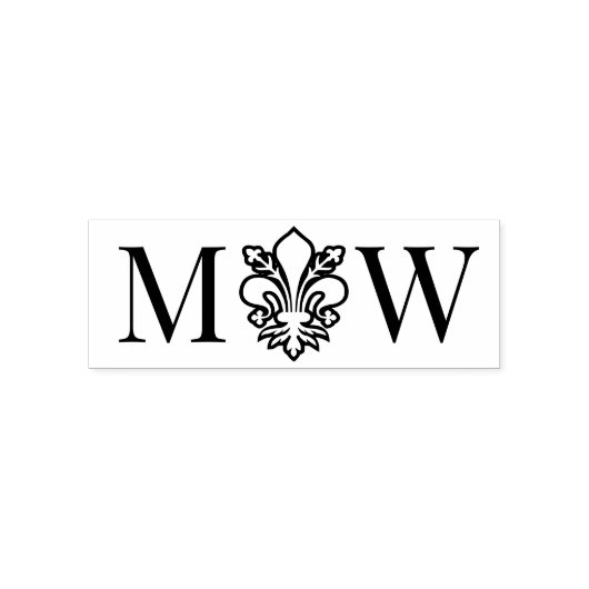 Fleur de Lis #11 Koppel Trouw 2 Initiaal Monogram Zelfinktende Stempel (Design)