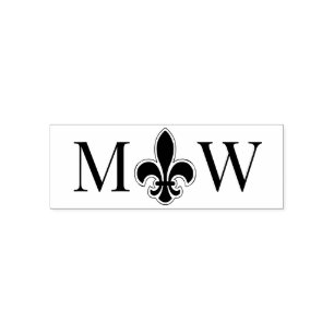 Fleur de Lis #22 Koppel Trouw 2 Initiaal Monogram Zelfinktende Stempel