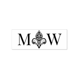 Fleur de Lis #26 Koppel Trouw 2 Initiaal Monogram Zelfinktende Stempel