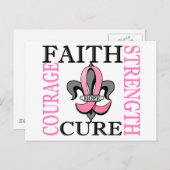 Fleur De Lis 3 Borstkanker Briefkaart (Voorkant / Achterkant)