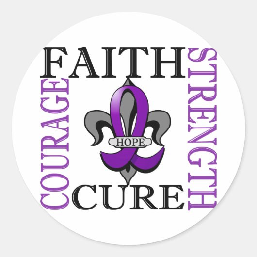 Fleur De Lis 3 Pancreaskanker Ronde Sticker (Voorkant)
