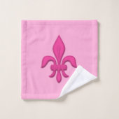 Fleur de Lis à Fuchsia rose sur rose clair (Gant de toilette)