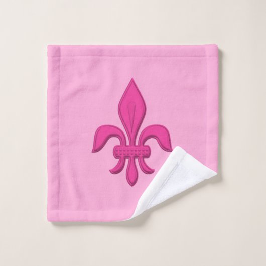 Fleur de Lis à Fuchsia rose sur rose clair (Gant de toilette)
