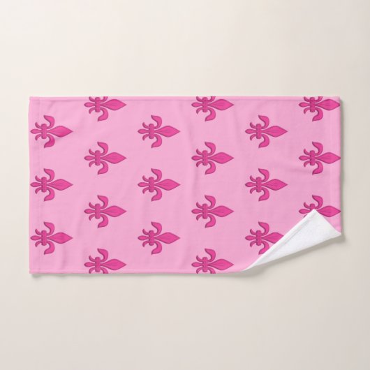 Fleur de Lis à Fuchsia rose sur rose clair (Serviette à main)