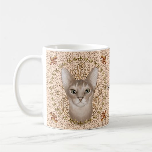 Fleur De Lis Abessijnse Kat mok (Links)
