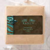 Fleur de Lis Adres Label Blue Brown Zebra Suede (Insitu)