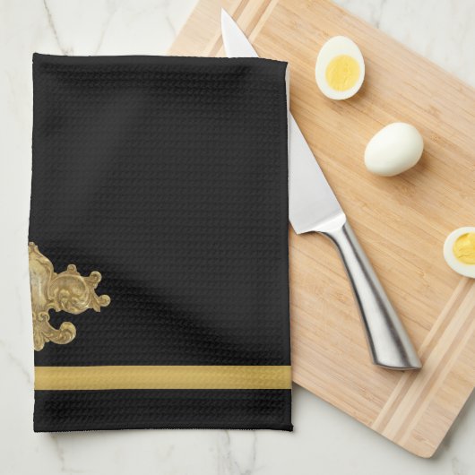 Fleur de Lis Antiek Gold Kitchen Towel Theedoek (Quarter Fold)