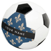 Fleur de Lis, Beige on Navy Blue, Royal, Your Name (3/4)