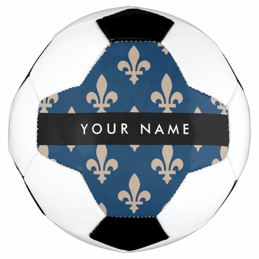 Fleur de Lis, Beige on Navy Blue, Royal, Your Name (Devant)