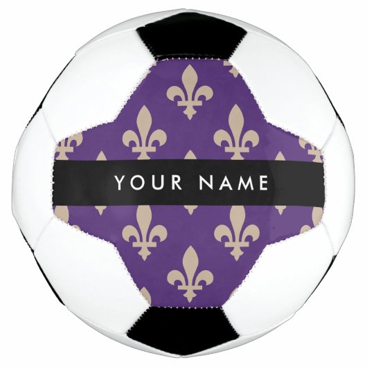 Fleur de Lis, Beige on Purple, Royal, Your Name (Devant)