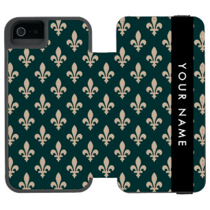 Fleur de Lis, Beige op Groen, Koninklijk, Uw Naam