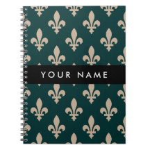 Fleur de Lis, Beige op Groen, Koninklijk, Uw Naam