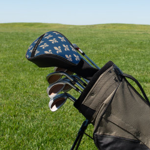 Fleur de Lis, Beige op Navyblauw, Koninklijk, Uw N Golfheadcover