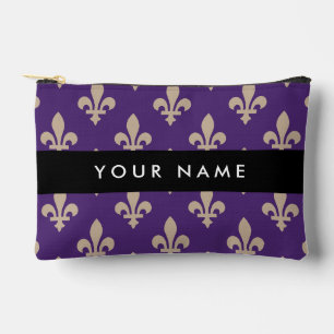 Fleur de Lis, Beige op Paars, Koninklijk, Uw Naam Etui