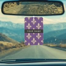 Fleur de Lis, Beige op Paars, Koninklijk, Uw Naam
