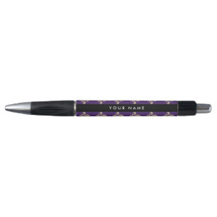 Fleur de Lis, Beige op Paars, Koninklijk, Uw Naam Pen