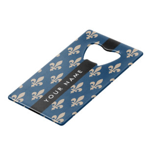 Fleur de Lis, Beige sur Bleu Nuit, Royal, Votre No