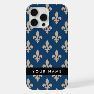 Fleur de Lis, Beige sur Bleu Nuit, Royal, Votre No