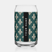 Fleur de Lis, Beige sur Vert, Royal, Votre Nom (Recto)