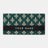 Fleur de Lis, Beige sur Vert, Royal, Votre Nom (Recto)