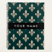 Fleur de Lis, Beige sur Vert, Royal, Votre Nom (Devant)