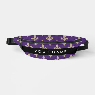 Fleur de Lis, Beige sur Violet, Royal, Votre Nom