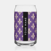 Fleur de Lis, Beige sur Violet, Royal, Votre Nom (Recto)