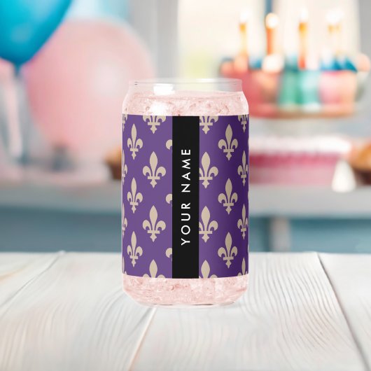 Fleur de Lis, Beige sur Violet, Royal, Votre Nom (Insitu (Baby Shower))