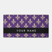Fleur de Lis, Beige sur Violet, Royale, Votre Nom (Recto)