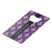 Fleur de Lis, Beige sur Violet, Royale, Votre Nom (Dos Angle)