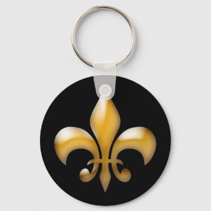 Fleur de Lis Black en Golden Yellow Sleutelhanger