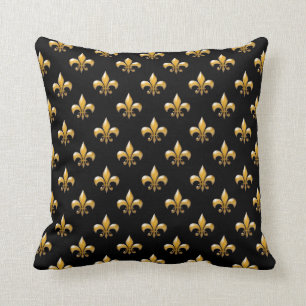 Fleur de Lis Black Gold Pattern Kussen