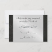 Fleur De Lis Black Leather RSVP Antwoord Uitnodigi (Achterkant)