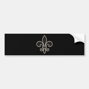 Fleur DE Lis Black met Wit en Gouden Bumpersticker