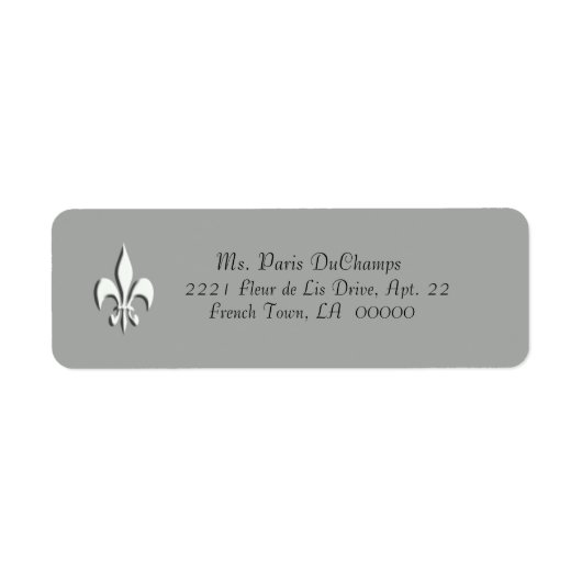Fleur de Lis blanc sur Grey Retour Étiquette (Devant)