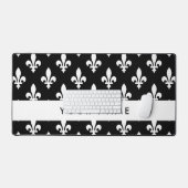 Fleur de Lis, Blanc sur Noir, Blanc, Votre Nom (Clavier et souris)