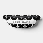 Fleur de Lis, Blanc sur Noir, Blanc, Votre Nom (Poser)