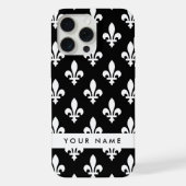 Fleur de Lis, Blanc sur Noir, Blanc, Votre Nom (Verso)