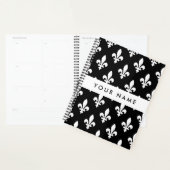 Fleur de Lis, Blanc sur Noir, Blanc, Votre Nom (Devant avec enveloppe)